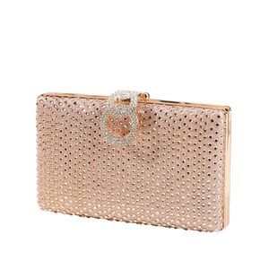 5072 Fashion Rhinestone Evening Handbag Shiny Clutch Bag Champagne